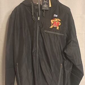 Black Casual Windbreaker with Front Zipper
